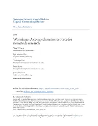 Wormbase: a Comprehensive Resource for Nematode Research Todd W