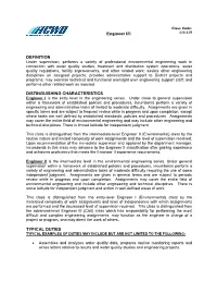 Engineer I/II DEFINITION DISTINGUISHING CHARACTERISTICS TYPICAL DUTIES