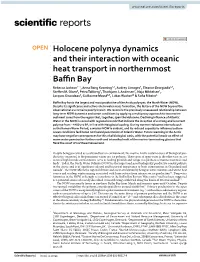 Holocene Polynya Dynamics and Their Interaction with Oceanic Heat Transport in Northernmost Baffin