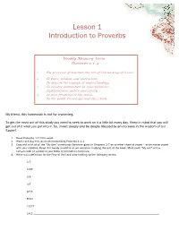 Lesson 1 Introduction to Proverbs