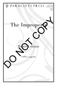 The Improperia I Did Raise Thee on High with Great Power