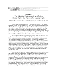 The Scientific Controversy Over Whether Microevolution Can Account for Macroevolution
