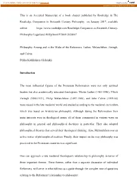 This Is an Accepted Manuscript of a Book Chapter Published by Routledge in the Routledge Companion to Sixteenth Century Philosop