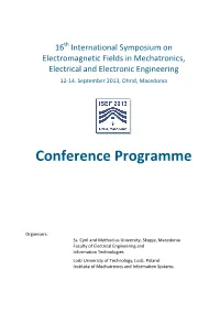 ISEF'2013 Conference Programme