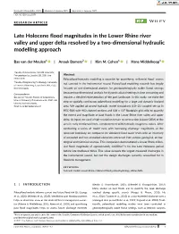 Late Holocene Flood Magnitudes in the Lower Rhine River Valley and Upper Delta Resolved by a Two-Dimensional Hydraulic Modelling Approach