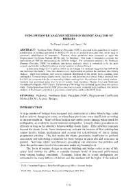 Pushover, Nonlinear Static Procedure (NSP), Displacement Coefficient Method (DCM), Seismic, Bridges