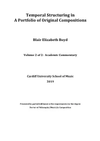 Temporal Structuring in a Portfolio of Original Compositions