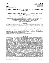A Preliminary Survey of Mercury in Fresh Water and Fishes