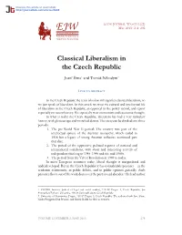 Classical Liberalism in the Czech Republic · Econ Journal Watch