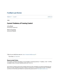 Current Problems of Freezing Control
