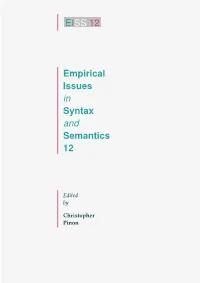 EISS 12 Empirical Issues in Syntax and Semantics 12