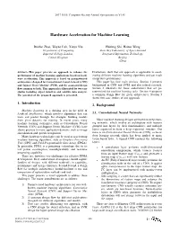 Hardware Acceleration for Machine Learning