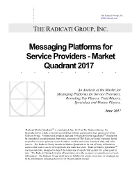 Messaging Platforms for Service Providers - Market Quadrant 2017 ∗