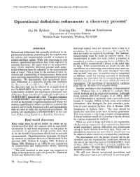 Operational Definition Refinement: A