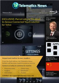 Parrot Talks to TN About Its Sensus Connected Touch Solution for Volvo APPS