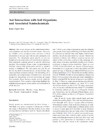 Ant Interactions with Soil Organisms and Associated Semiochemicals