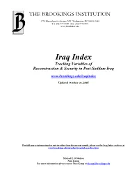 Iraq Index Tracking Variables of Reconstruction & Security in Post-Saddam Iraq