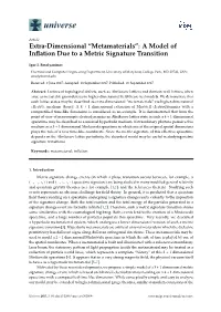 Metamaterials”: a Model of Inﬂation Due to a Metric Signature Transition