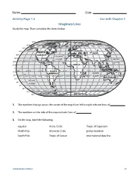 Name Date Activity Page 1.2 Use with Chapter 1 Imaginary Lines
