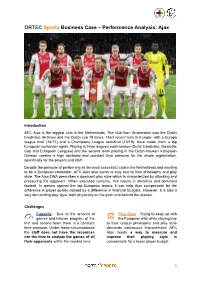 ORTEC Sports Business Case – Performance Analysis: Ajax