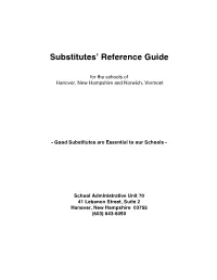 Substitutes' Reference Guide