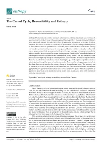The Carnot Cycle, Reversibility and Entropy