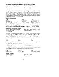 Administration & Information, Department Of