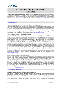 APSCC Monthly E-Newsletter