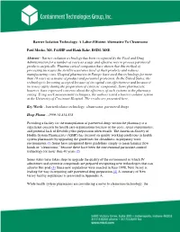 Barrier Isolation Technology: a Labor-Efficient Alternative to Cleanrooms