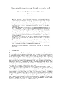 Cryptographic Timestamping Through Sequential Work
