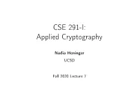 CSE 291-I: Applied Cryptography
