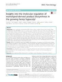 Insights Into the Molecular Regulation of Monolignol-Derived Product Biosynthesis in the Growing Hemp Hypocotyl Marc Behr1,2, Kjell Sergeant1, Céline C