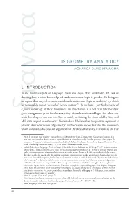 Is Geometry Analytic? Mghanga David Mwakima