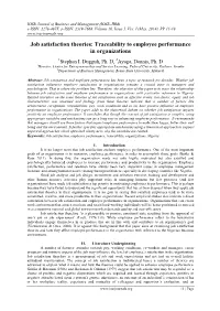 Job Satisfaction Theories: Traceability to Employee Performance in Organizations
