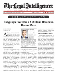 Polygraph Protection Act Claim Denied in Recent Case
