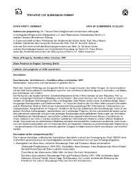 Tentative List Submission Format