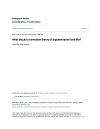 What Should a Normative Theory of Argumentation Look Like?