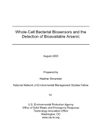 Whole-Cell Bacterial Biosensors and the Detection of Bioavailable Arsenic