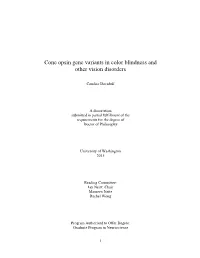 Cone Opsin Gene Variants in Color Blindness and Other Vision Disorders