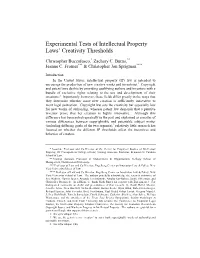 Experimental Tests of Intellectual Property Laws' Creativity Thresholds