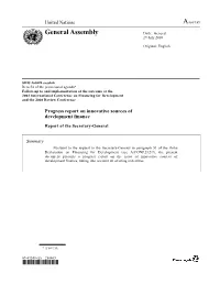Progress Report on Innovative Sources of Development Finance