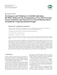 Research Article Development and Validation of a Stability Indicating