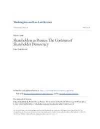 Shareholders As Proxies: the Onc Tours of Shareholder Democracy Dalia Tsuk Mitchell
