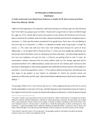 The Philosopher As Public Intellectual1 Patrick Baert In: Public Intellectuals in the Global Arena; Professors Or Pundits, Ed