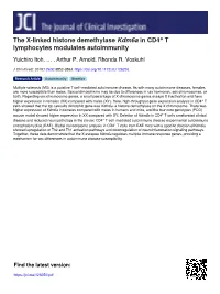 The X-Linked Histone Demethylase Kdm6a in CD4 T Lymphocytes Modulates Autoimmunity