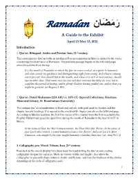 A Guide to the Exhibit April 13-May 13, 2021 Introduction