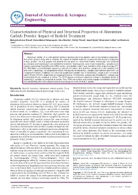 Characterization of Physical and Structural Properties of Aluminium
