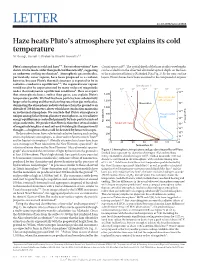 Haze Heats Pluto's Atmosphere Yet Explains Its Cold Temperature