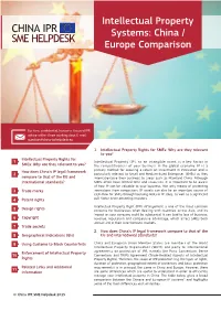 Intellectual Property Systems: China / Europe Comparison Free Business Tools to Manage Your IPR in China