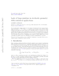 Laws of Large Numbers in Stochastic Geometry with Statistical Applications